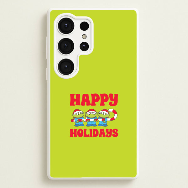 Happy Holidays Cute Green Aliens Galaxy S25 Ultra Case