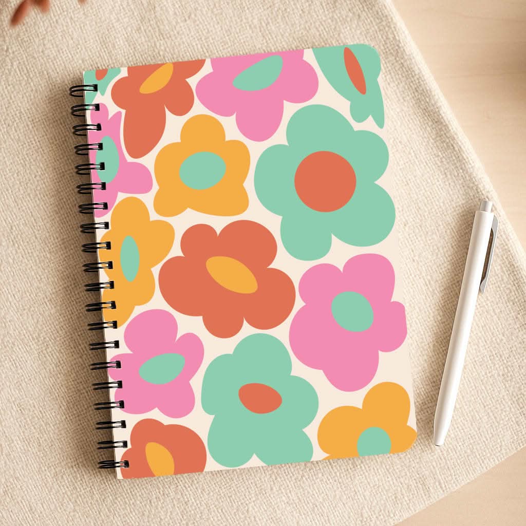 Abstract Trippy Retro Flowers Notepad