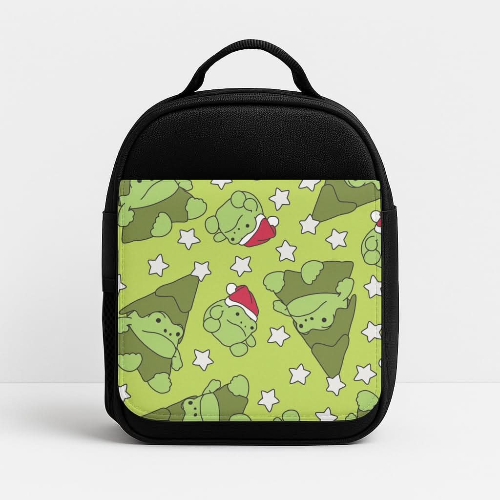 Christmas Frogs And Stars Plush Pattern Insulated Lunch Bag