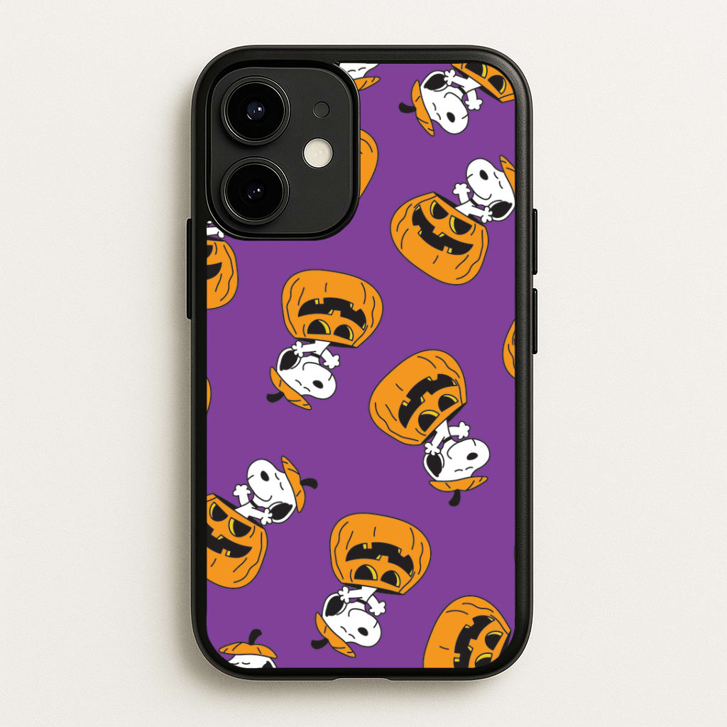 Cartoon Beagle Pumpkin Pattern iPhone 12 Mini Case