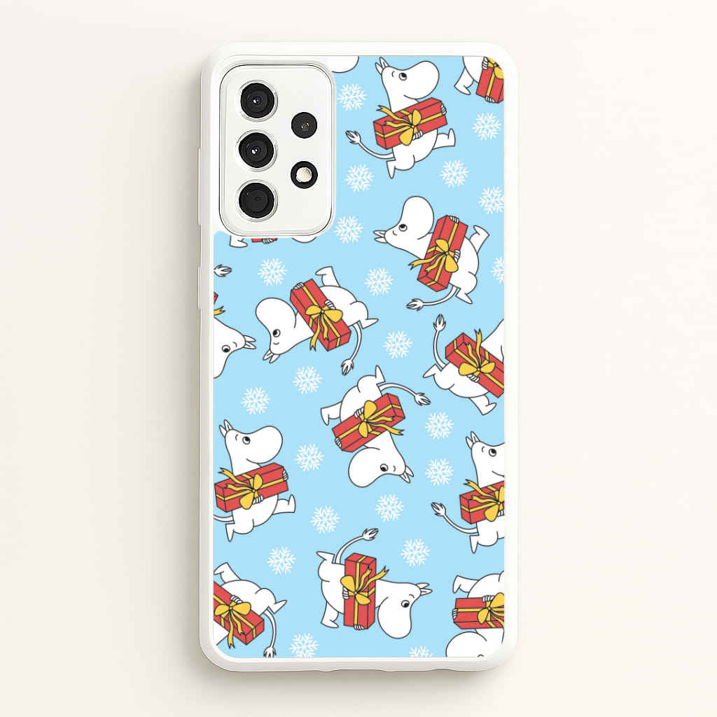 Present And Snowflakes Moom Pattern Galaxy A52 / A52s Case