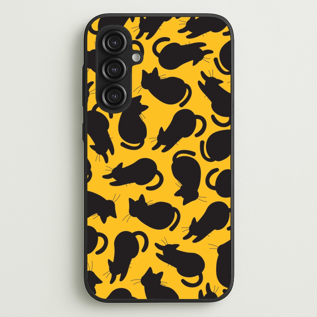 Black Cat Silhouettes Pattern Galaxy S23FE Case