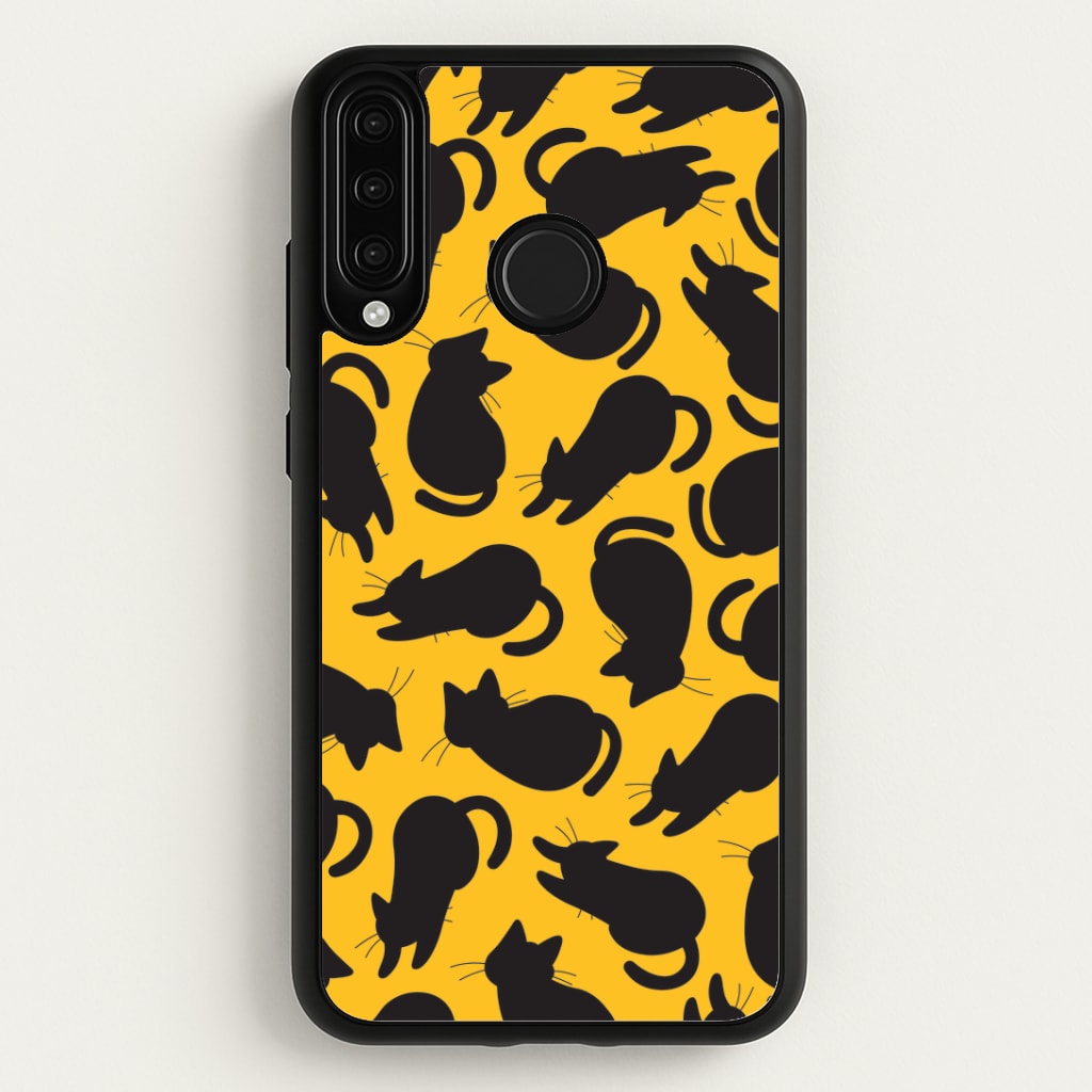 Black Cat Silhouettes Pattern Huawei P30 Lite Case