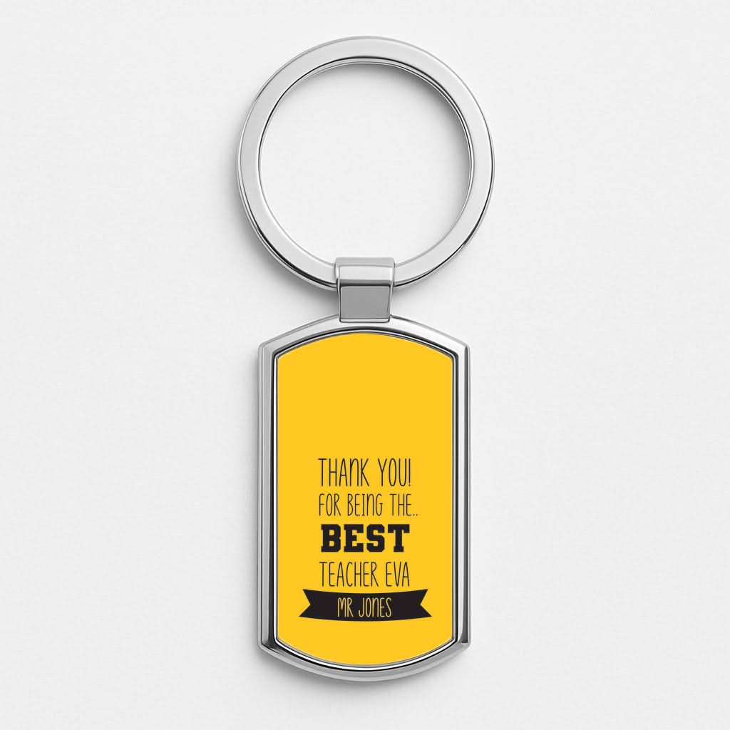 Thank You For Being The Best Teacher Silver Metal Keyring