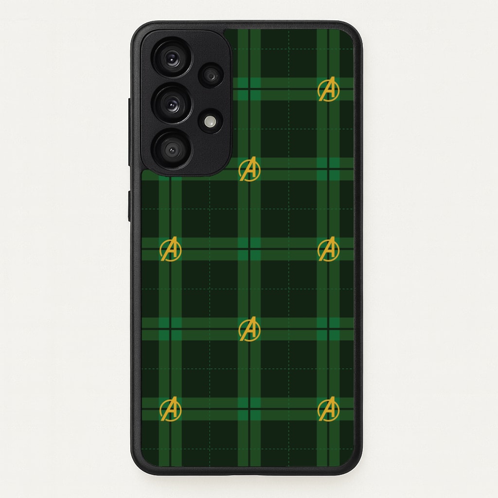 Superhero Team Green Tartan Pattern Galaxy A53 Case