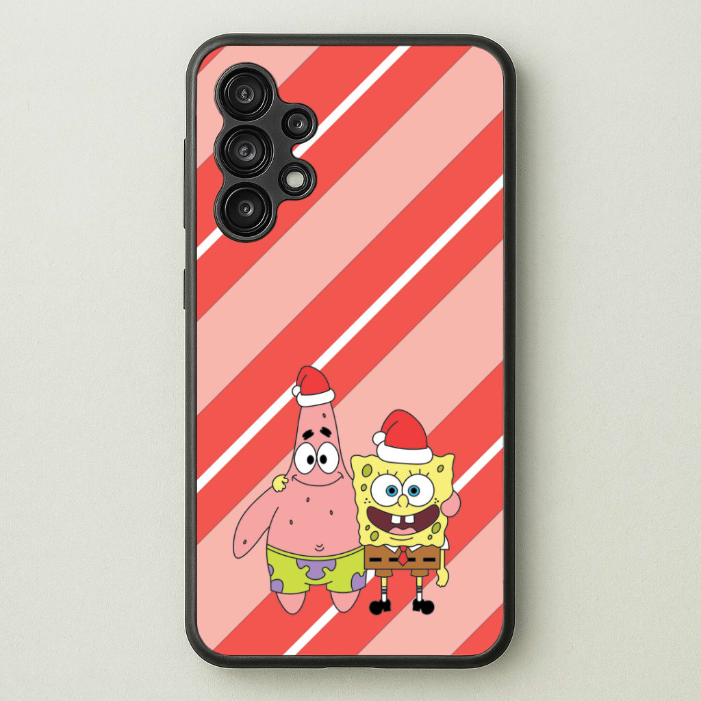 Cartoon Sponge And Starfish Christmas Hats Galaxy A13 Case