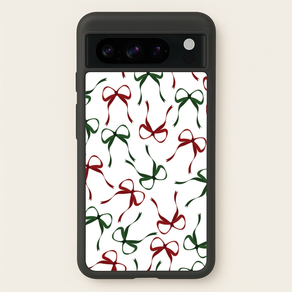 Red And Green Coquette Christmas Bows Pattern Google Pixel 8 Pro Case