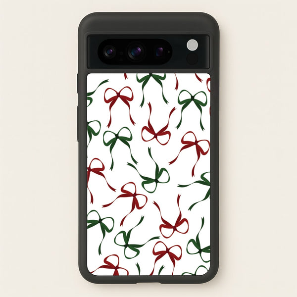 Red And Green Coquette Christmas Bows Pattern Google Pixel 8 Pro Case