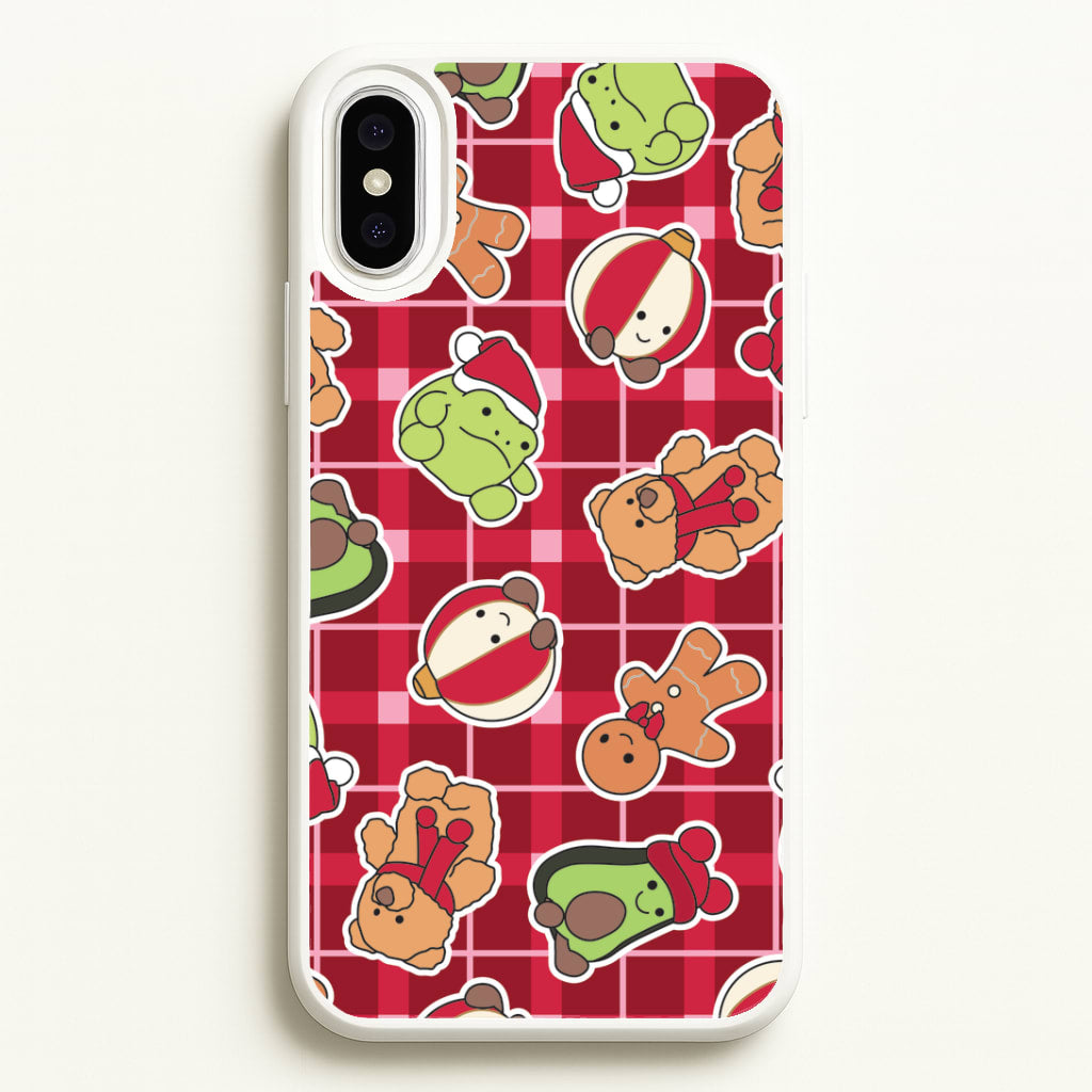 Christmas Plushies Tartan Pattern iPhone XS Max Case