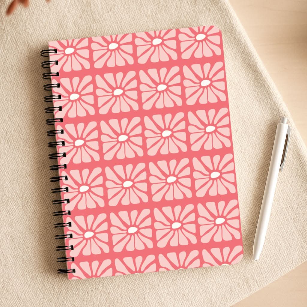 Square Abstract Flowers Pink Notepad