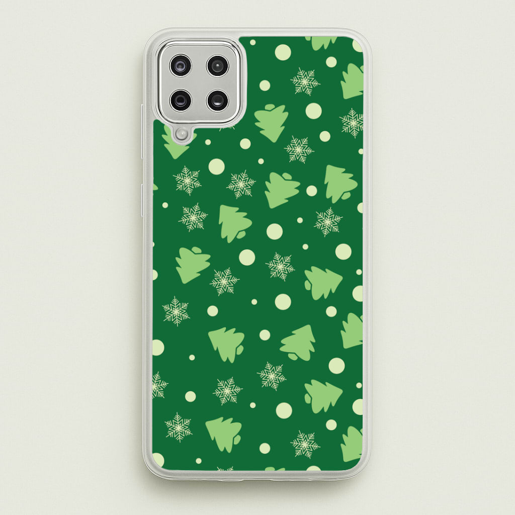 Cartoon Christmas Trees And Snowflakes Pattern Galaxy A12 Case