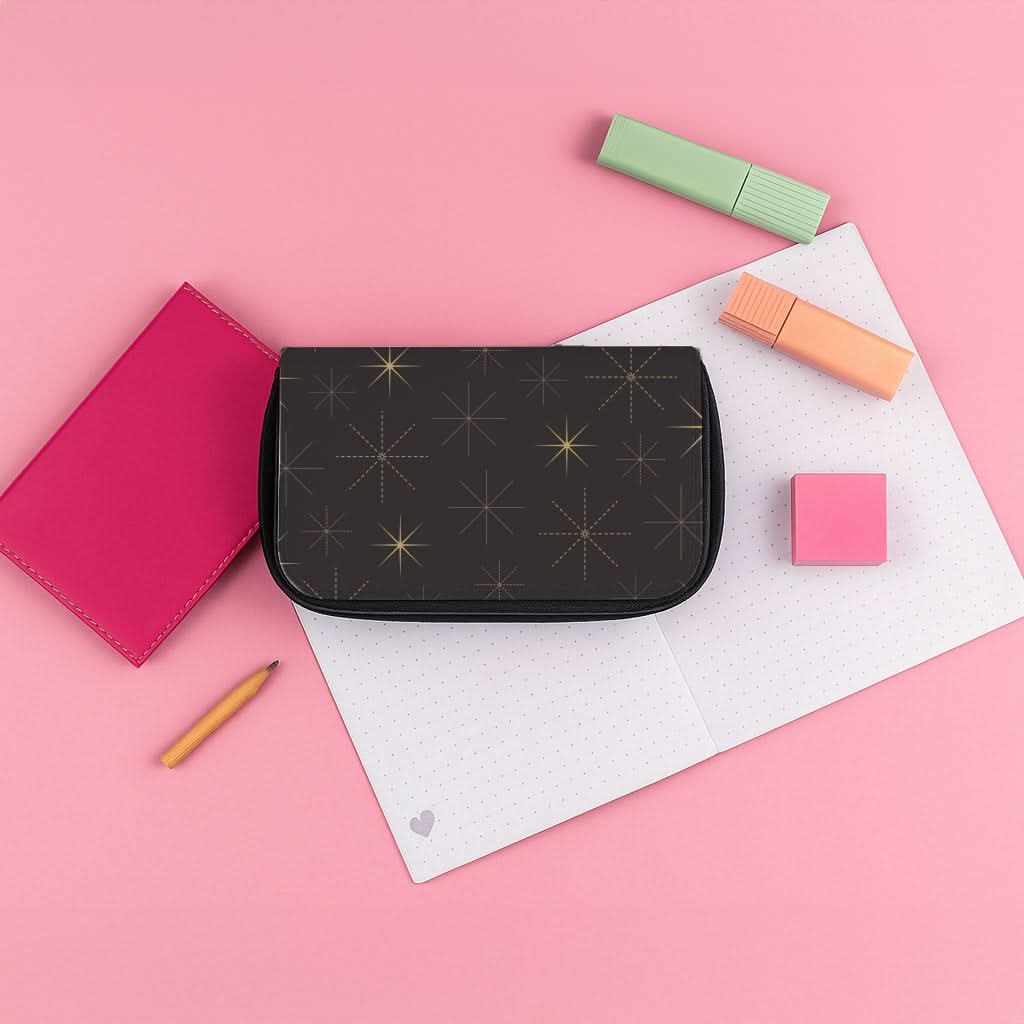 Christmas Gold Stars Pattern Pencil Case