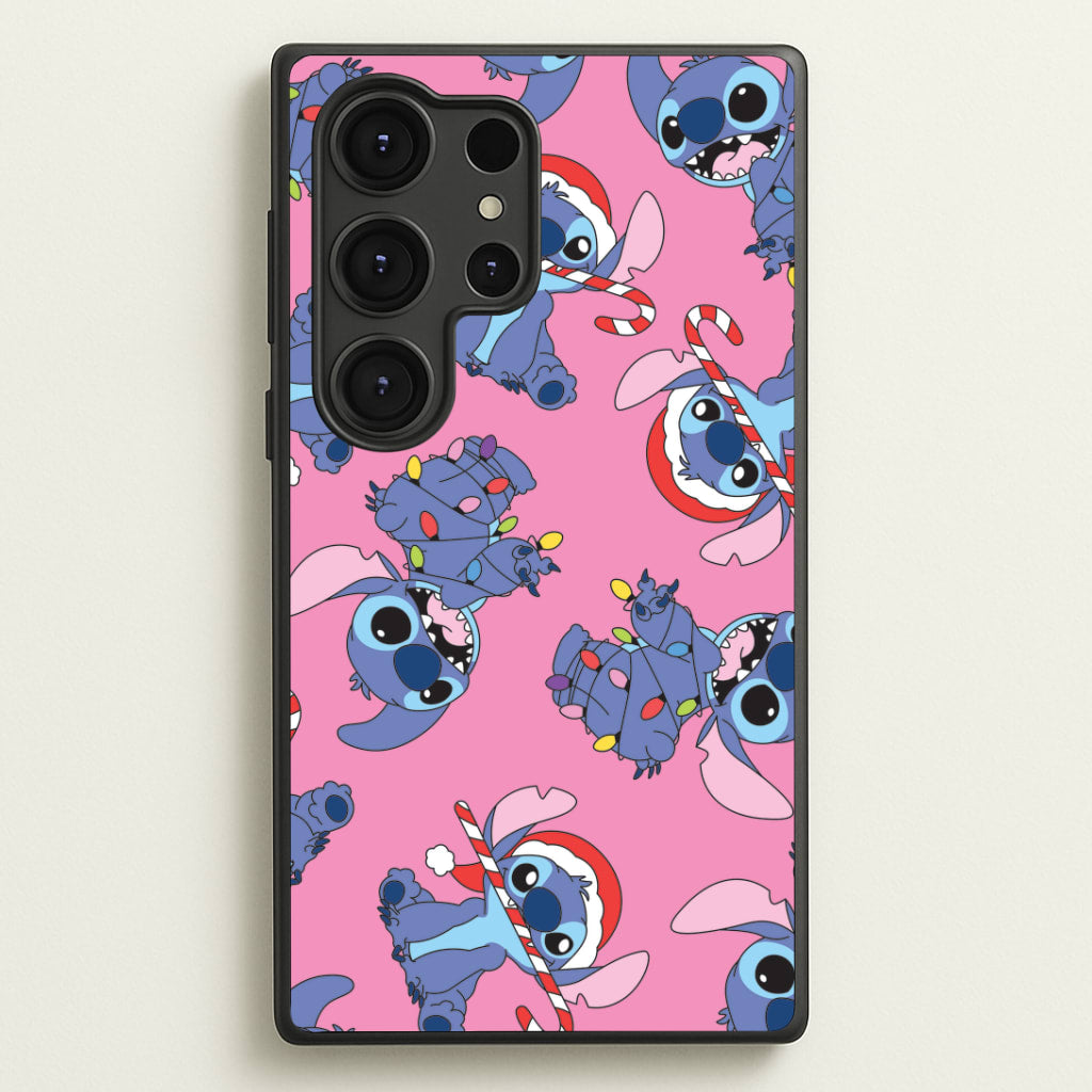 Christmas Cute Blue Alien Pattern Galaxy S25 Ultra Case