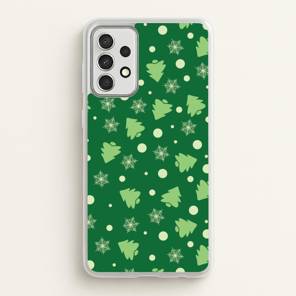 Cartoon Christmas Trees And Snowflakes Pattern Galaxy A52 / A52s Case