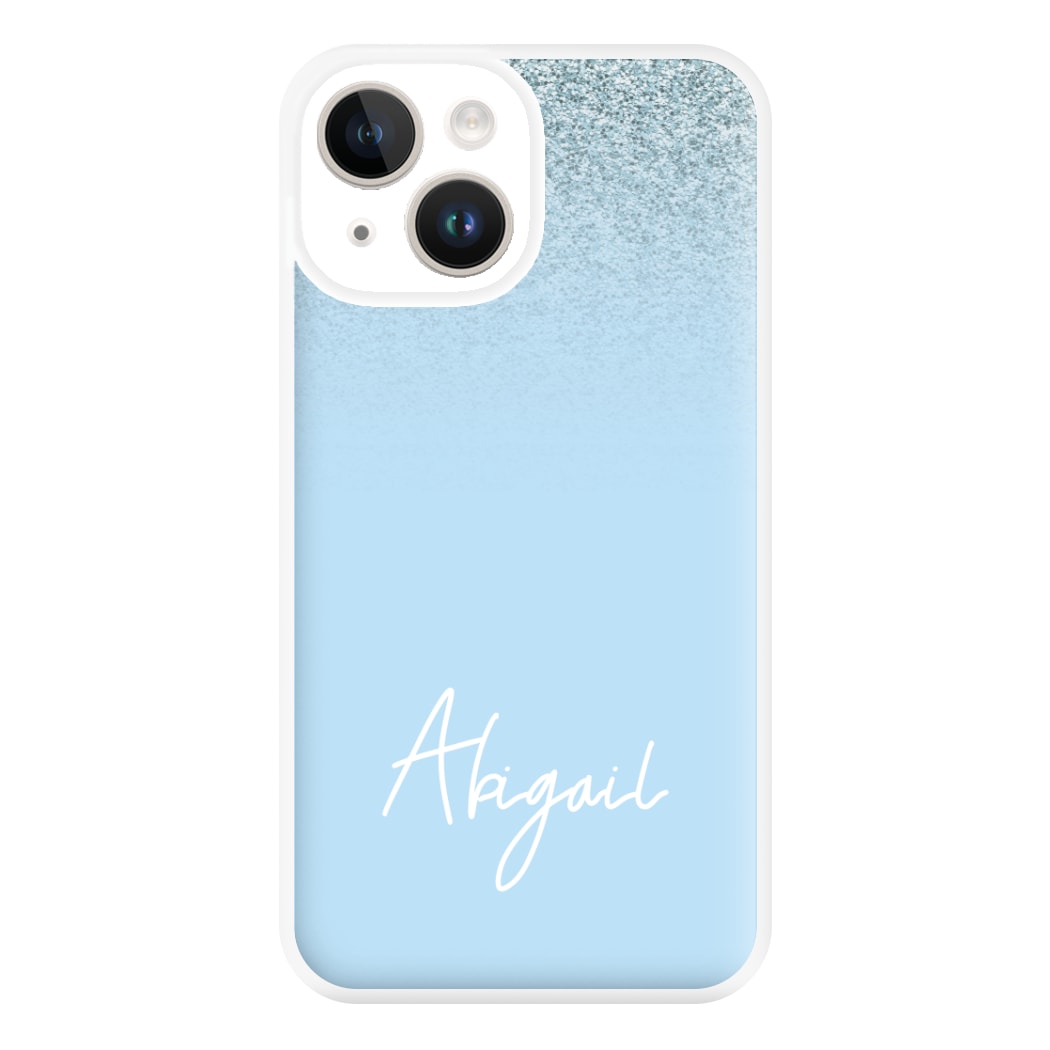 Blue Glitter Personalised Name iPhone 15 Case