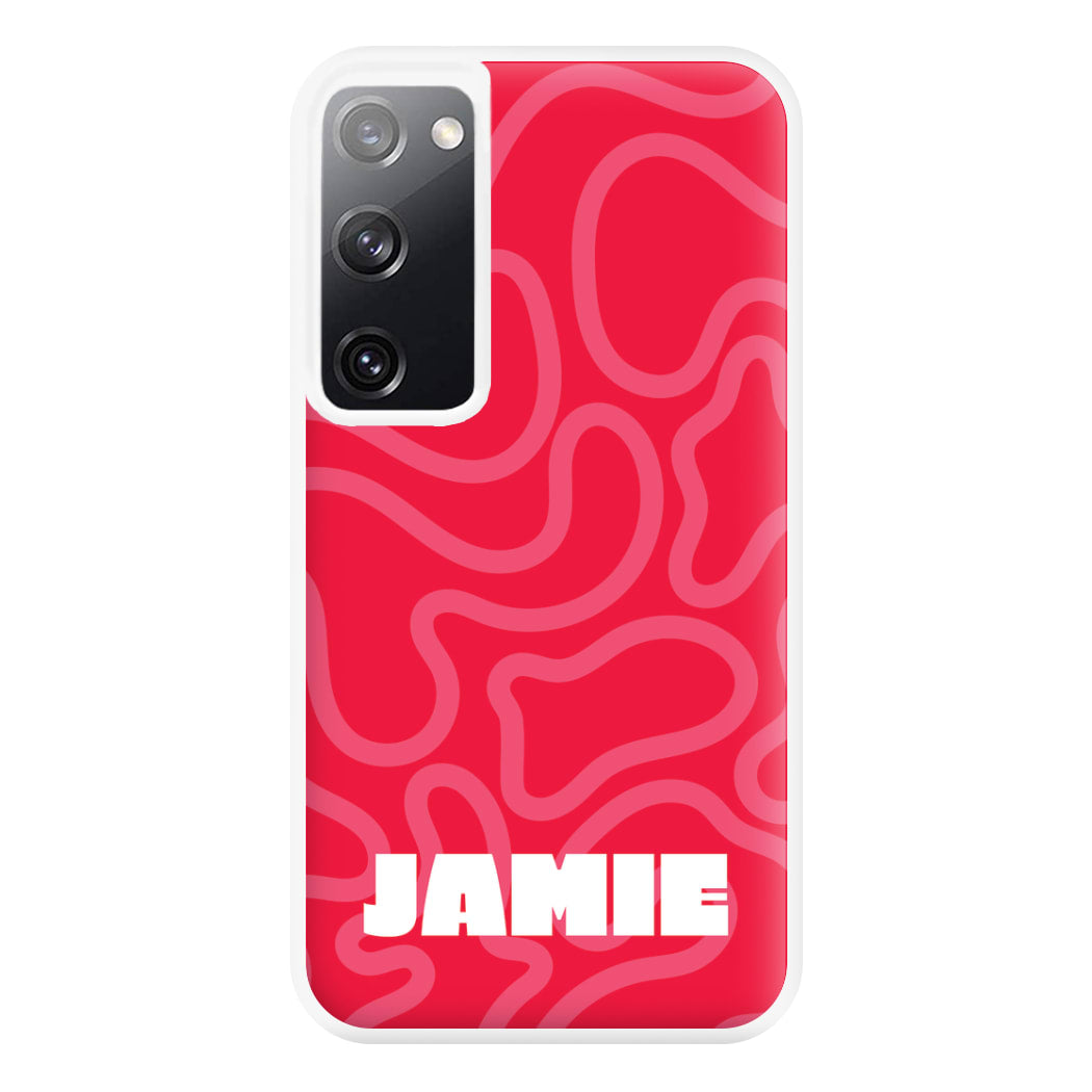 Red And Pink Squiggles Personalised Name Galaxy S20 Case