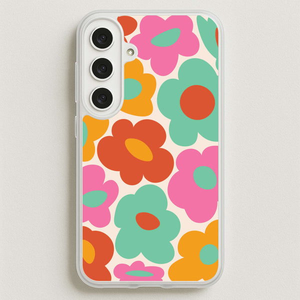 Abstract Trippy Retro Flowers Galaxy S25FE Case