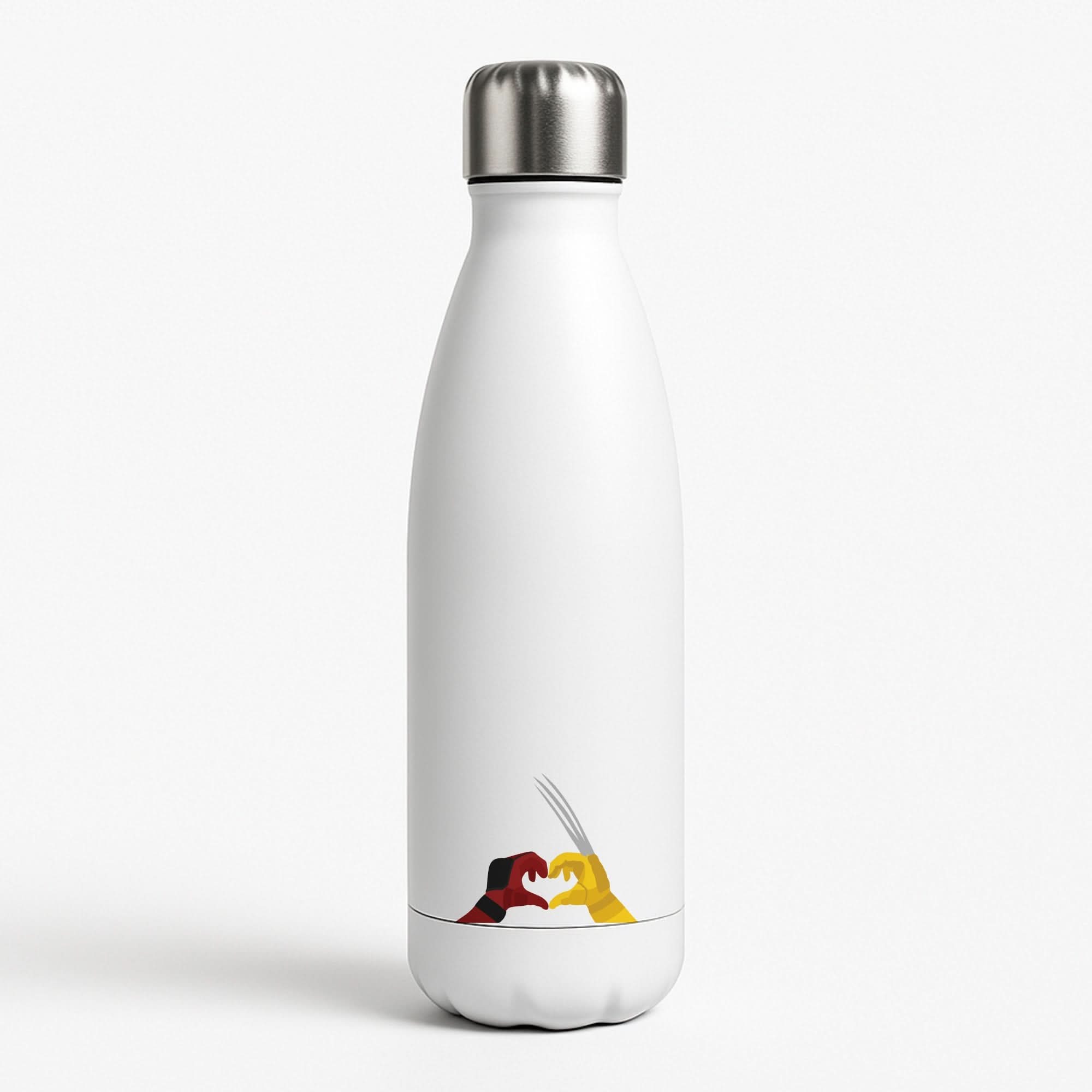 Red And Yellow Heroes Love Heart White Water Bottle