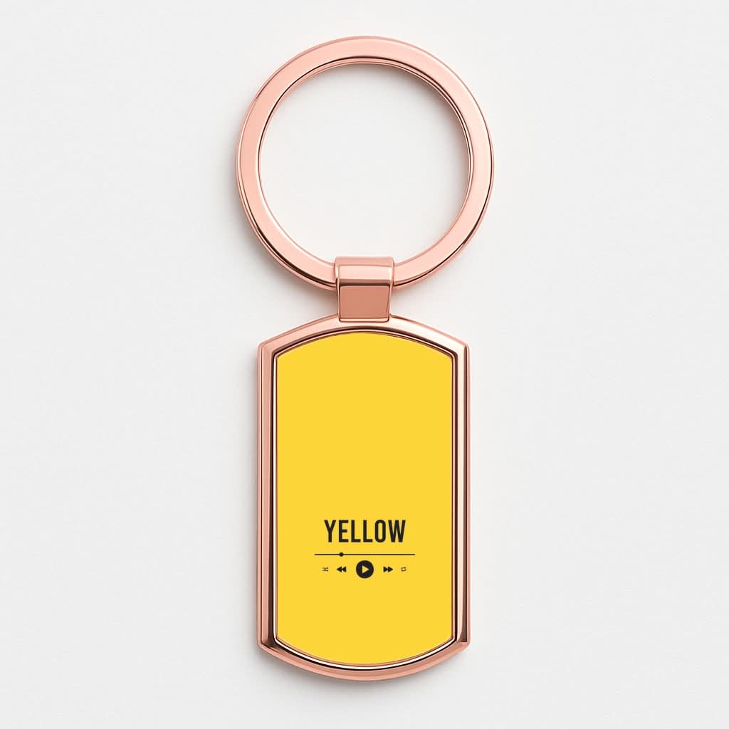Yellow Music Player Rose Gold Keyring