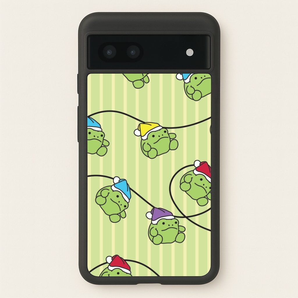 Christmas Frog Plush Fairylights Pattern Google Pixel 6a Case