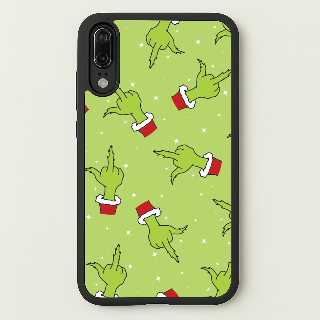 Green Middle Finger Christmas Pattern Huawei P20 Case