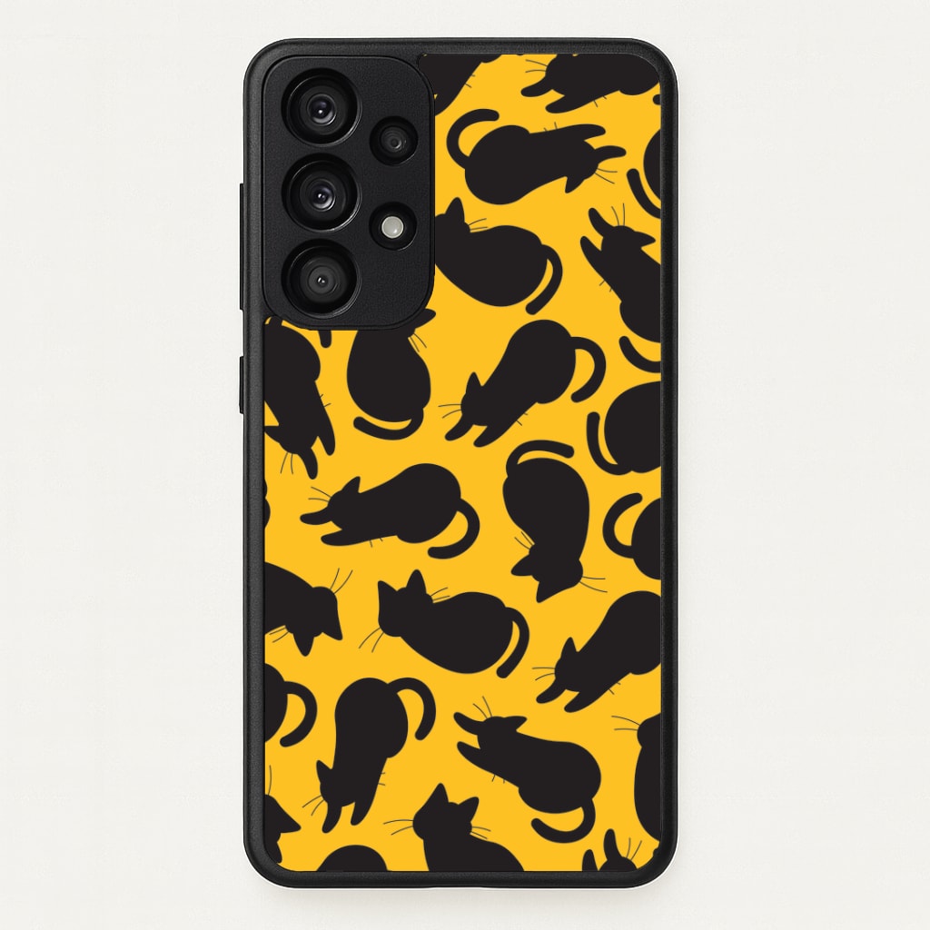 Black Cat Silhouettes Pattern Galaxy A53 Case