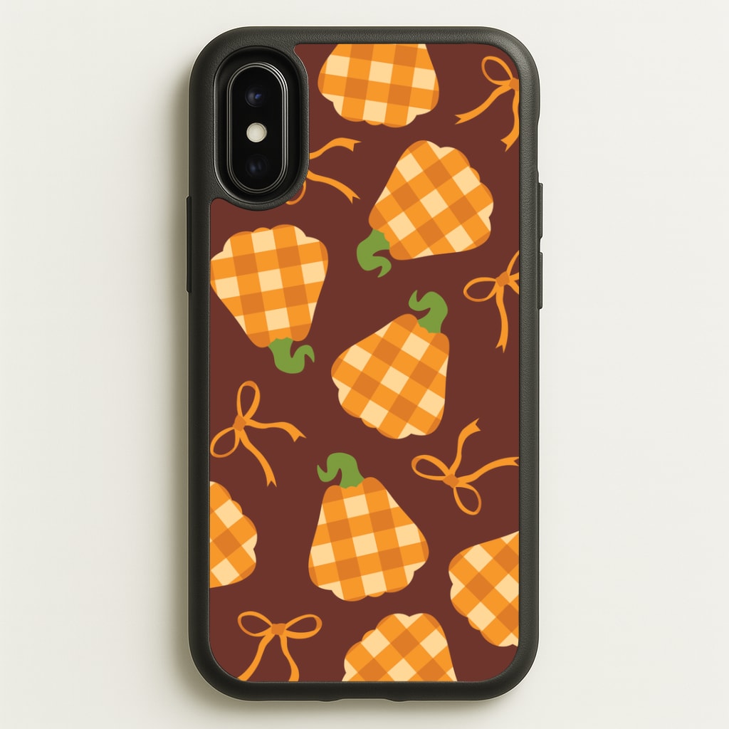 Tartan Pumpkins And Bows Pattern iPhone X / XS Case