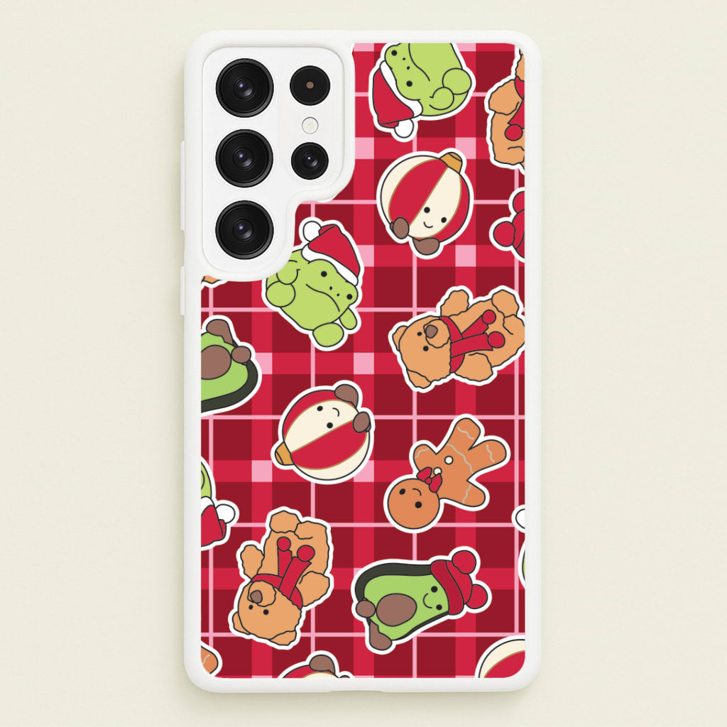 Christmas Plushies Tartan Pattern Galaxy S22 Ultra Case