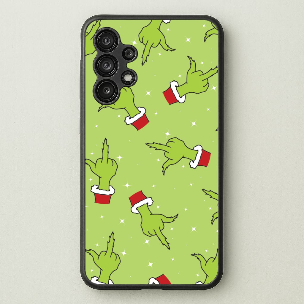 Green Middle Finger Christmas Pattern Galaxy A13 Case