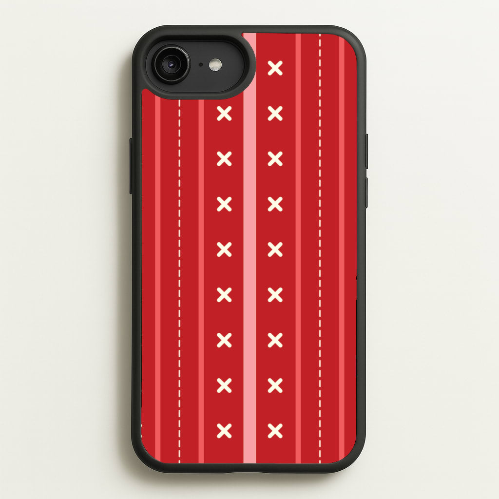 Stripes And Stitches Red Christmas Pattern iPhone 6 Plus / 7 Plus / 8 Plus Case