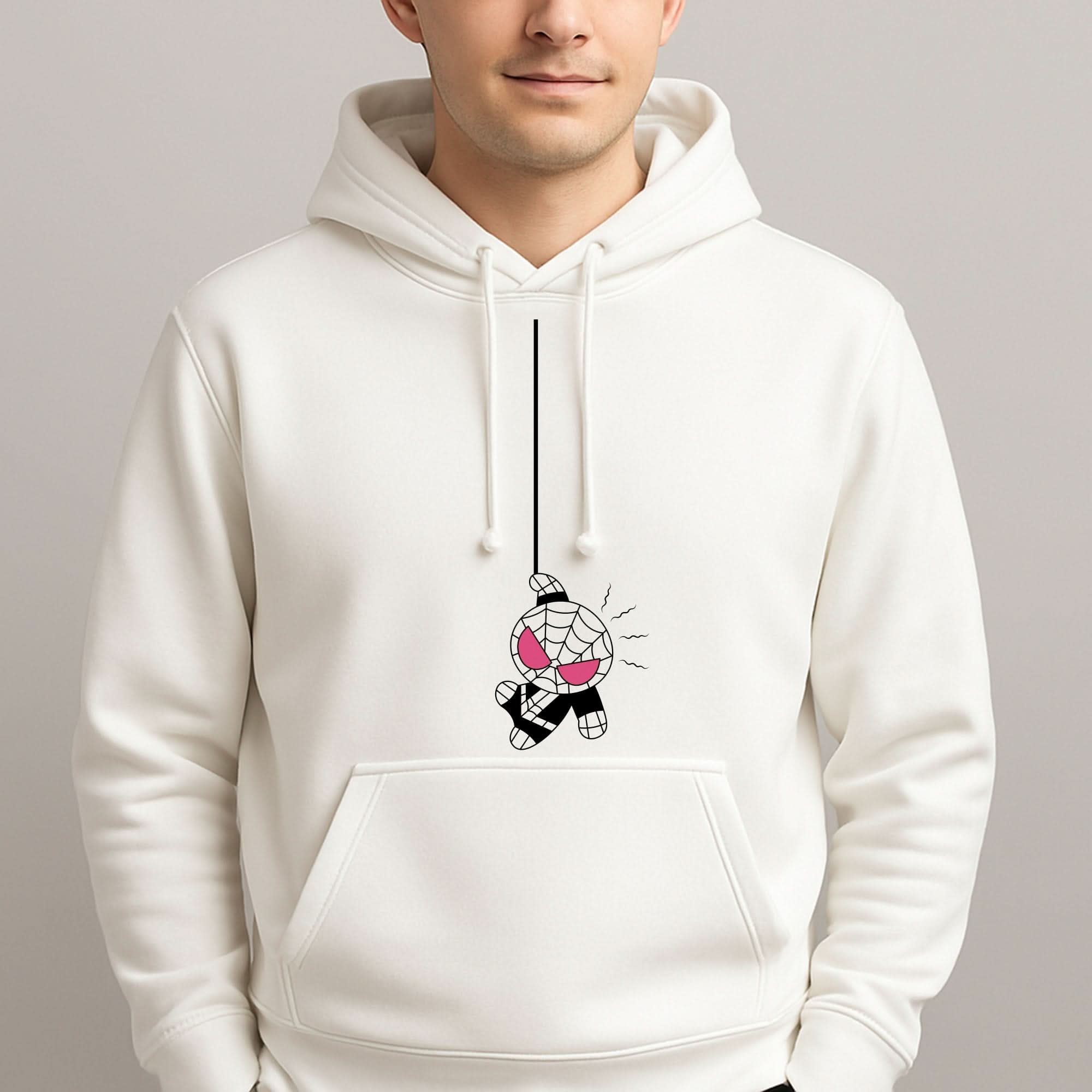 Pink Hanging Spider Hero Mens Hoodie