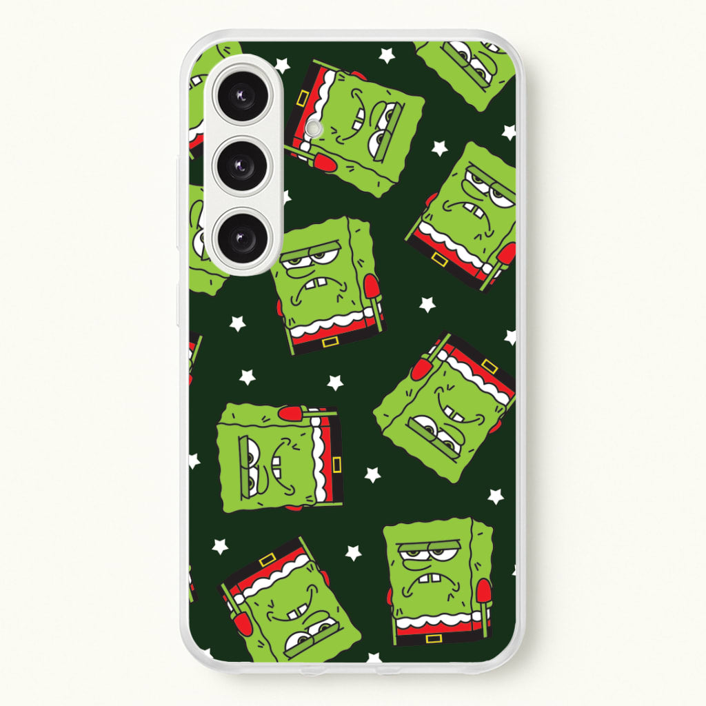 Grumpy Christmas Cartoon Sponge Pattern Galaxy S24 Plus Case