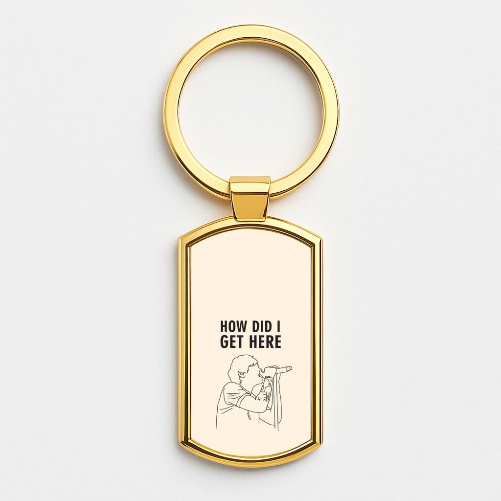 How Did I Get Here Outline Gold Keyring