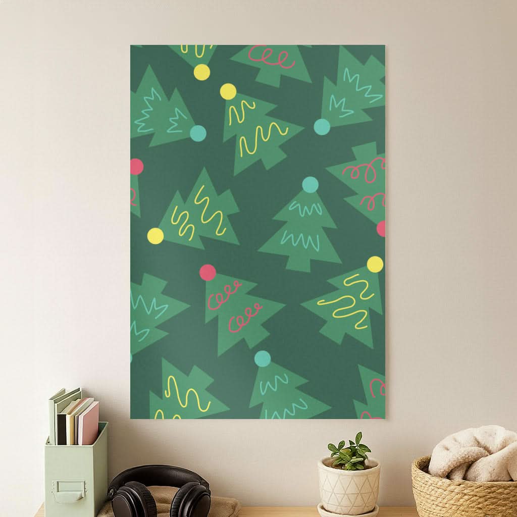 Abstract Christmas Trees Pattern Poster