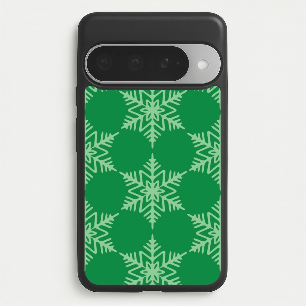 Green Giant Snowflakes Christmas Pattern Google Pixel 10 Pro XL Case