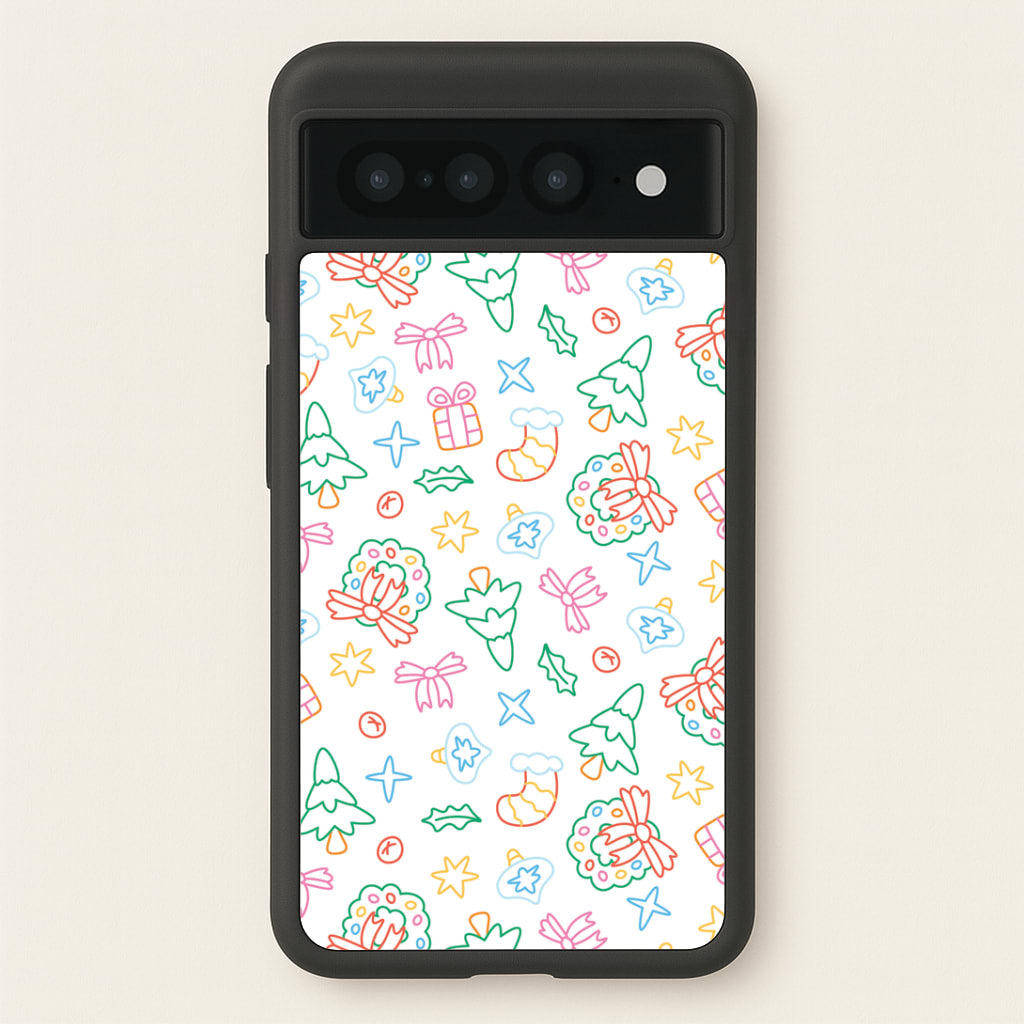 Neon Christmas Icons Pattern II Google Pixel 7 Pro Case