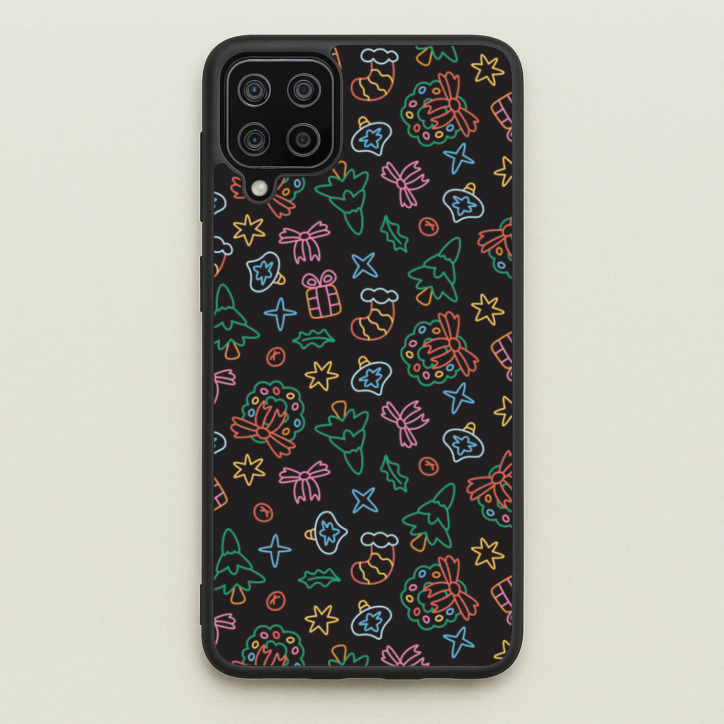 Neon Christmas Icons Pattern I Galaxy A12 Case