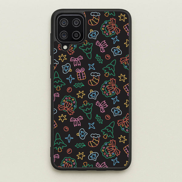 Neon Christmas Icons Pattern I Galaxy A12 Case