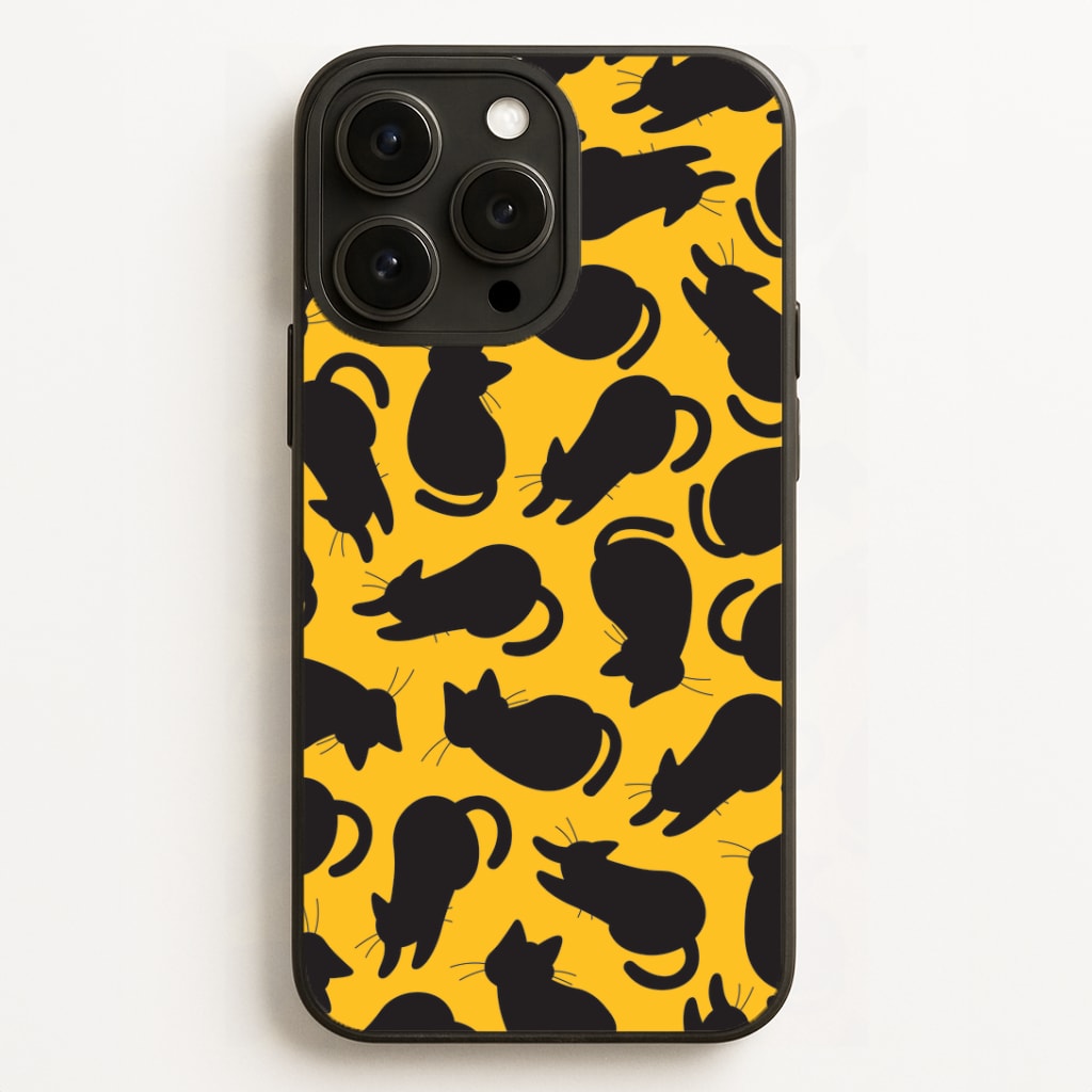 Black Cat Silhouettes Pattern iPhone 16 Pro Max Case