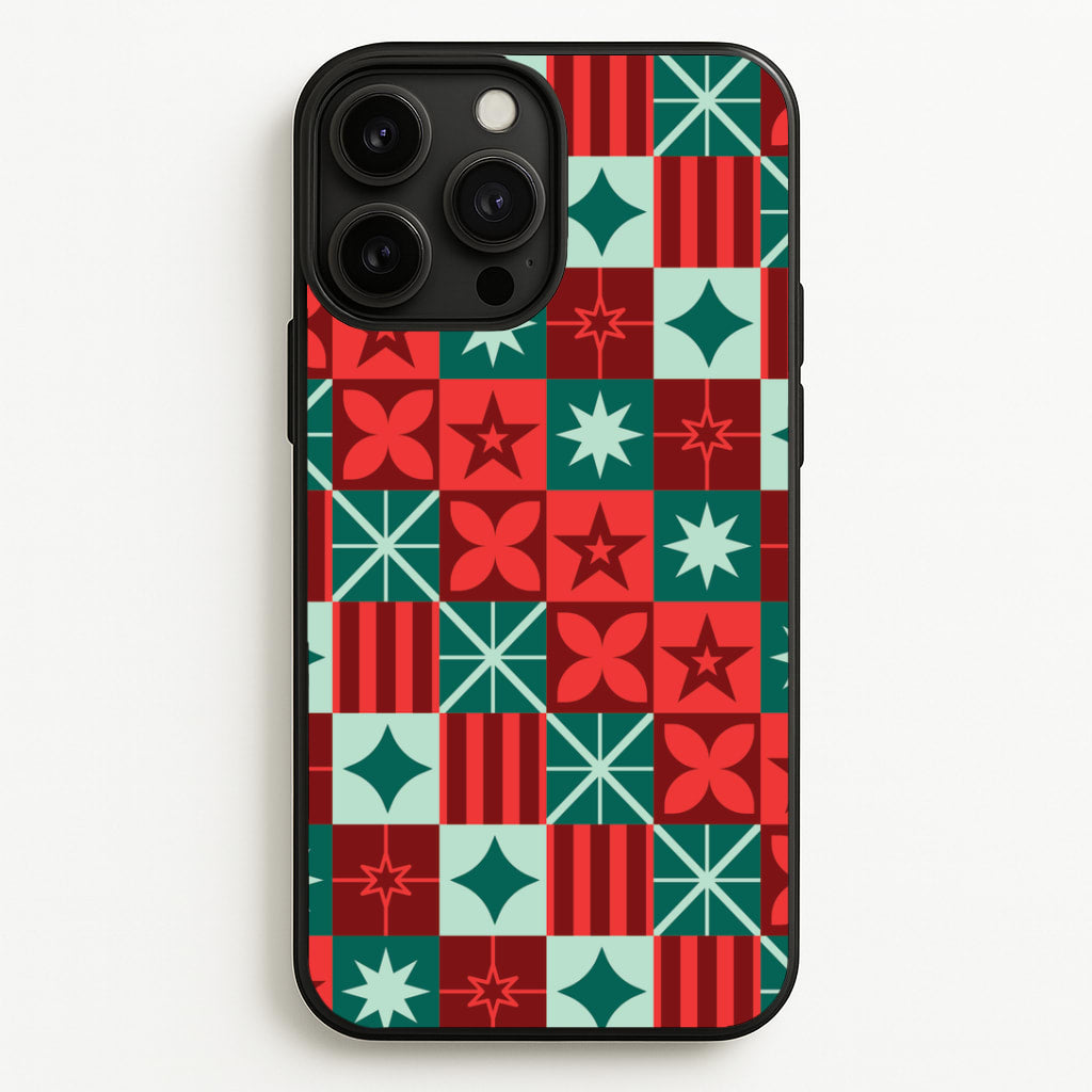 Geometric Square Christmas Pattern iPhone 13 Pro Max Case
