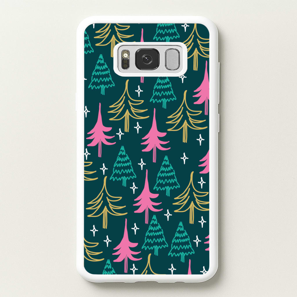 Colourful Sketched Christmas Trees Pattern Galaxy S8 Case
