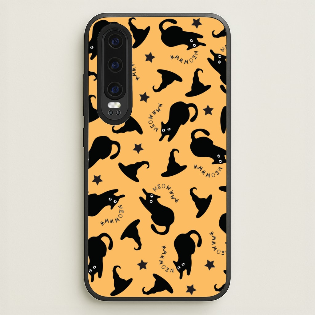 Black Cat And Hats Pattern Huawei P30 Case