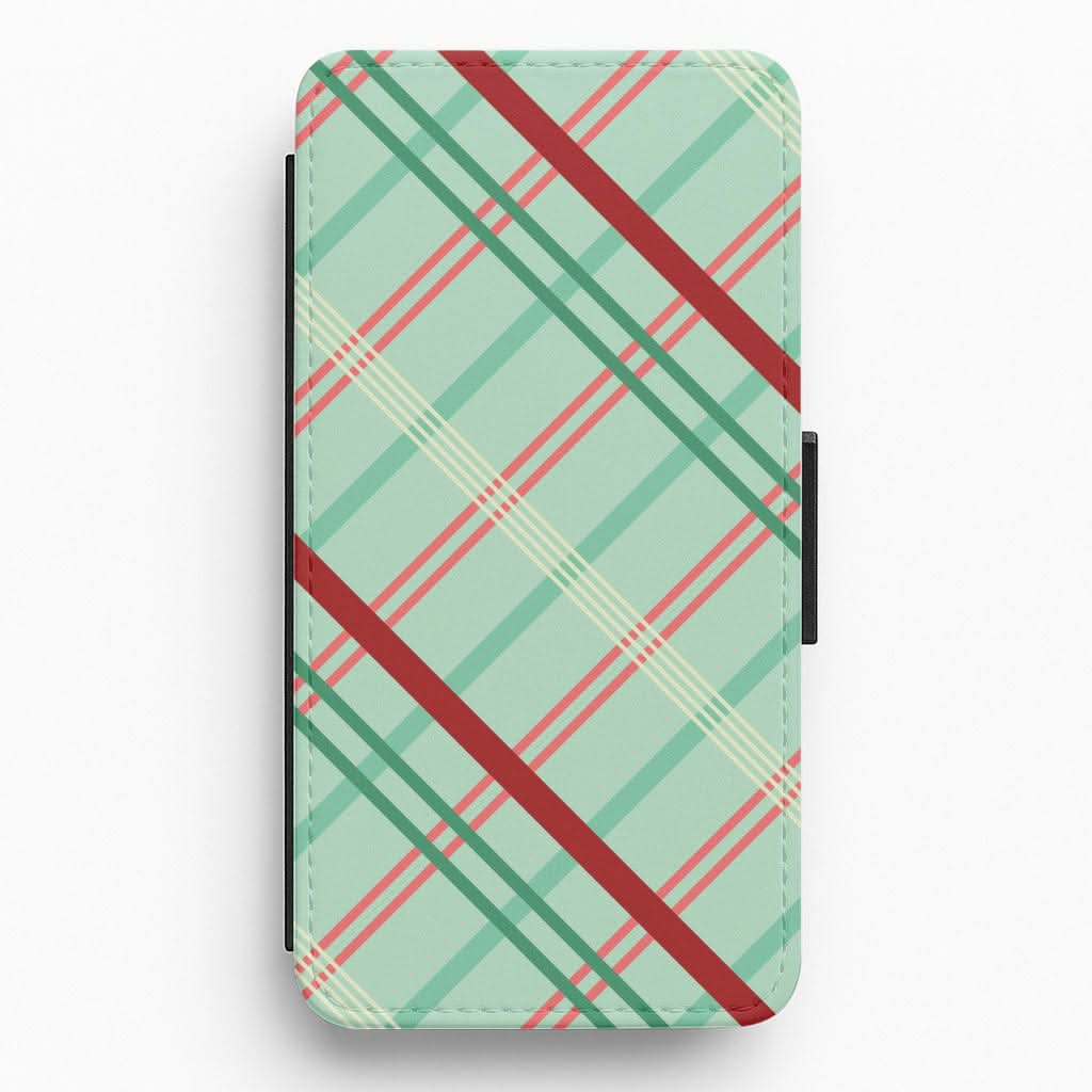 Pastel Tartan Christmas Pattern Flip / Wallet Phone Case