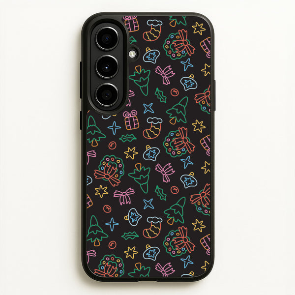 Neon Christmas Icons Pattern I Galaxy A56 Case