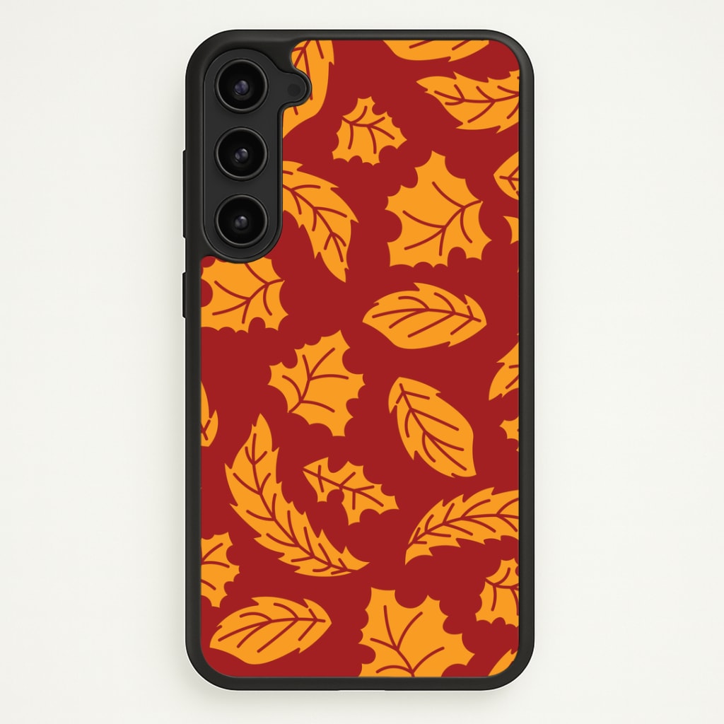 Orange Leaves Pattern Galaxy S23 Case