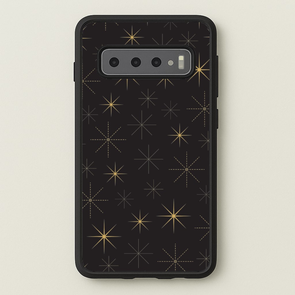 Christmas Gold Stars Pattern Galaxy S10 Plus Case