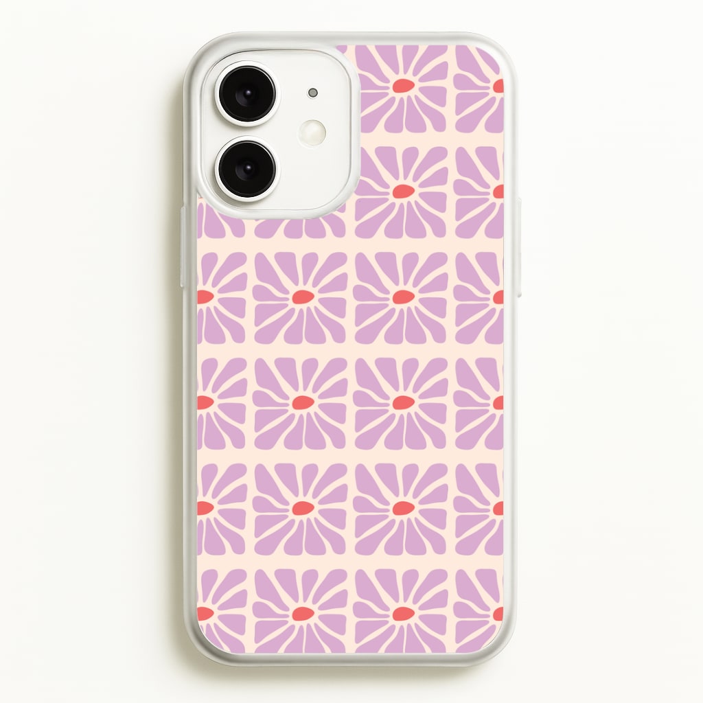 Square Abstract Flowers Mauve iPhone 11 Case