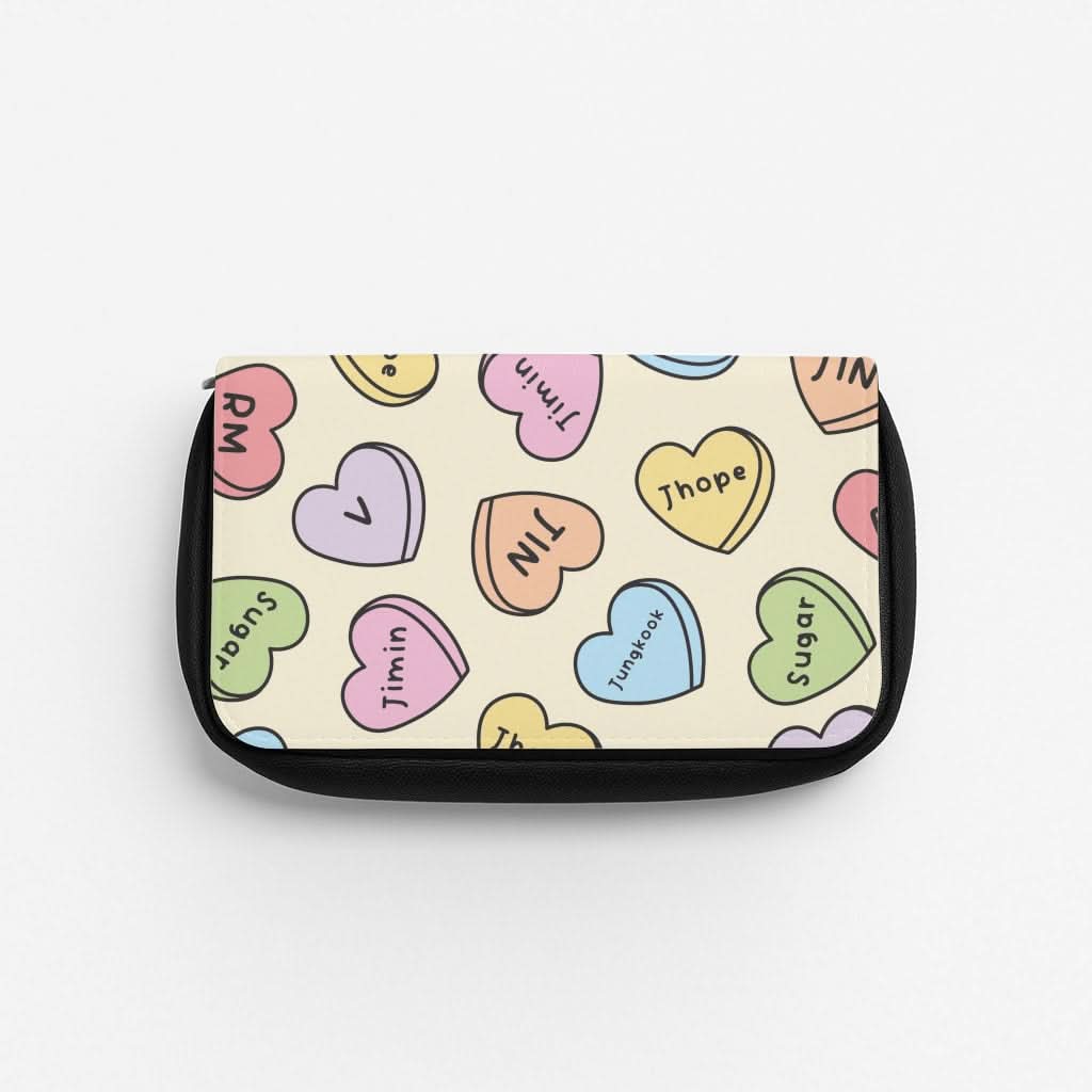 K-Pop Band Members Love Hearts Pattern Pencil Case