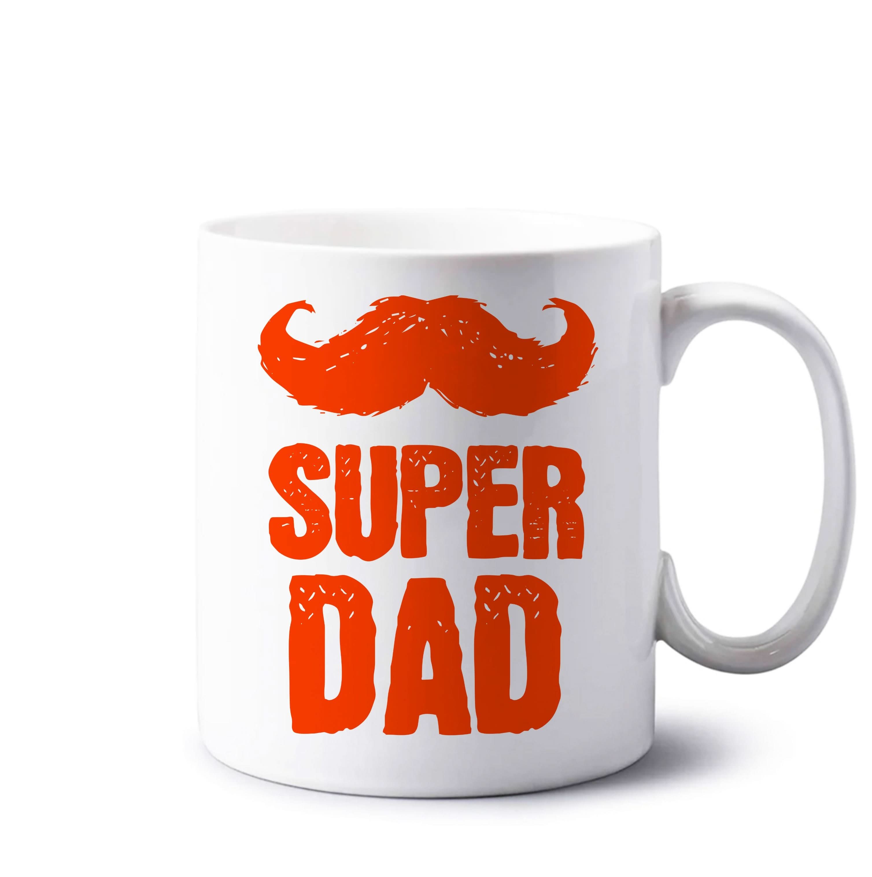 Moustache Super Dad Orange Mug