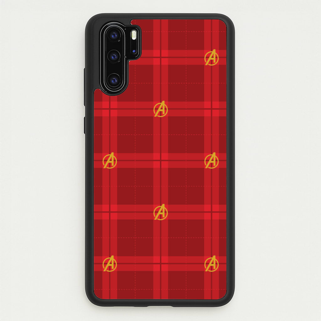 Superhero Team Red Tartan Pattern Huawei P30 Pro Case